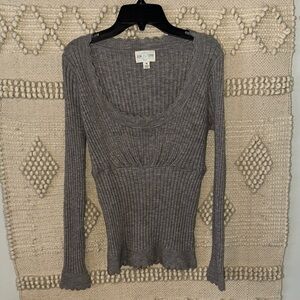 Gray Ribbed Women's Sweater